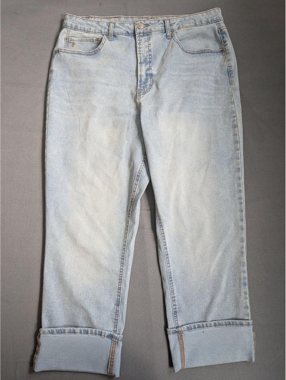 Frye Jeans Womens 14/32 Blue Light Wash Boyfriend Relaxed Cuffed Crop Denim